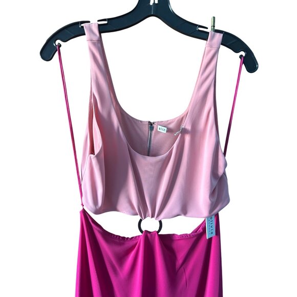 Alice + Olivia Arizona O-Ring Maxi Dress Pink Cutout Size 10 - Picture 13 of 16